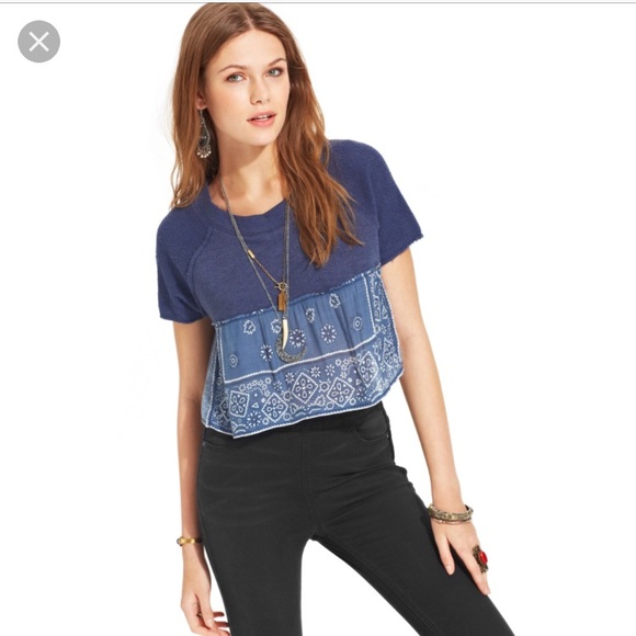 Free People Tops - Free People Bandana Cropped Shirt